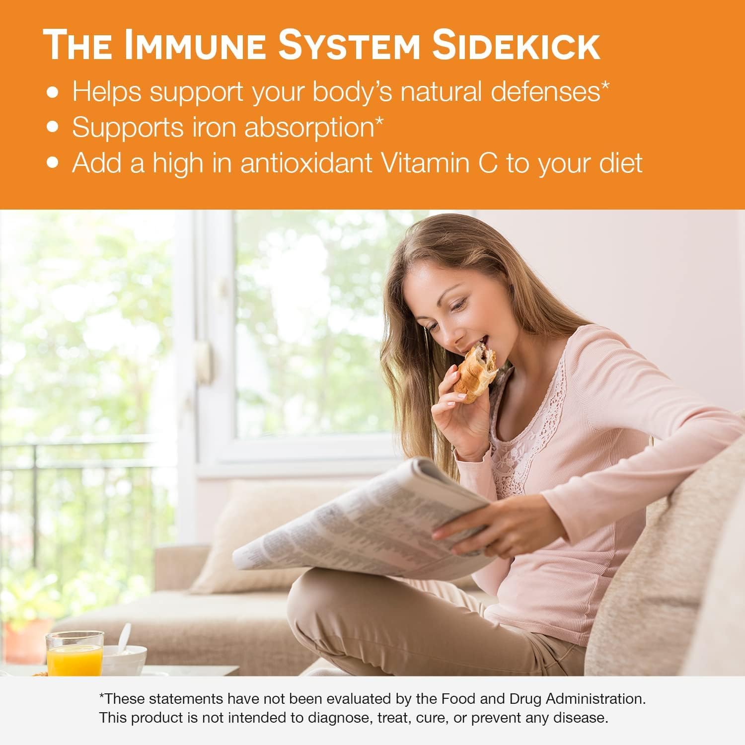 EZ Melts Vitamin C – 60 Dissolvable Tablets (Orange Citrus) | Immune Support, Antioxidant, Non-GMO, Sugar-Free