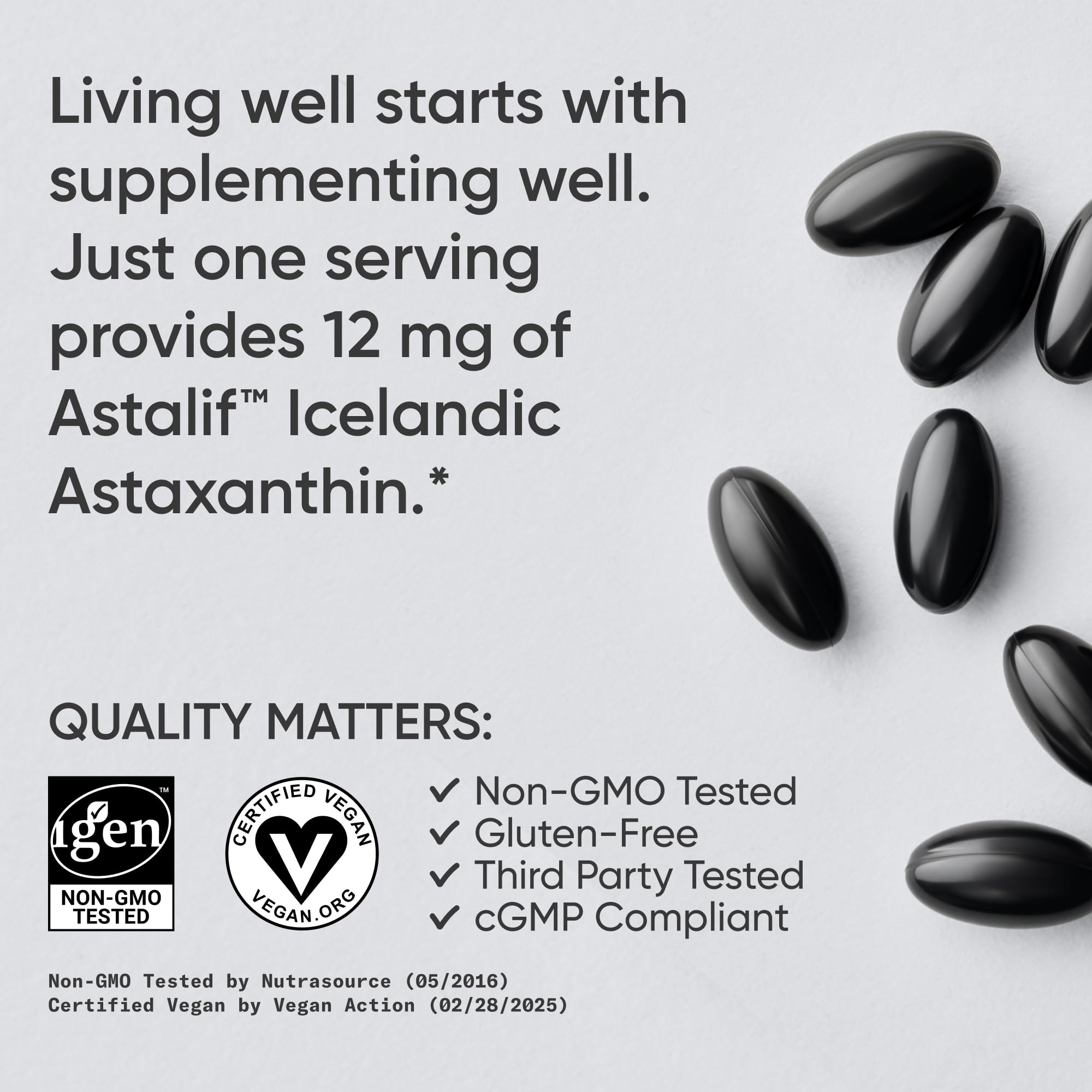 Sports Research Triple Strength Vegan Astaxanthin 12mg - Algae-Based, Non-GMO, 60 Softgels