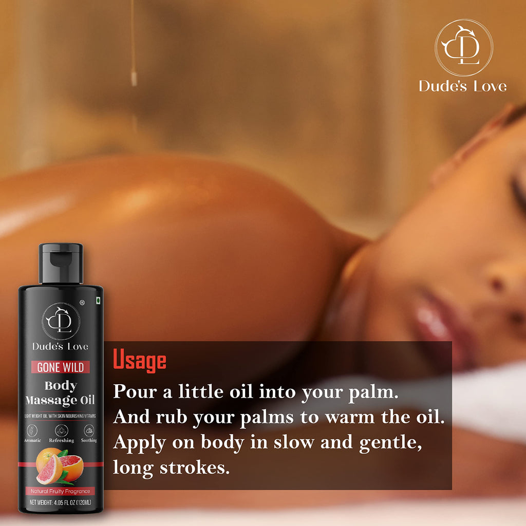 Organic Grapefruit Full Edible Body Massage Oil – Refreshing, Calming | No Stain & Non-Sticky | Fractionated Coconut Oil, Grapefruit & Lime Oil – 4.05 Fl Oz
