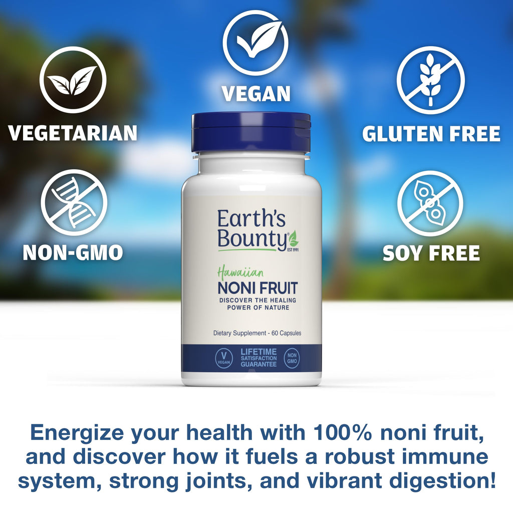 Earth's Bounty Hawaiian Noni Capsules | 60 Veggie Caps | Immune & Joint Health