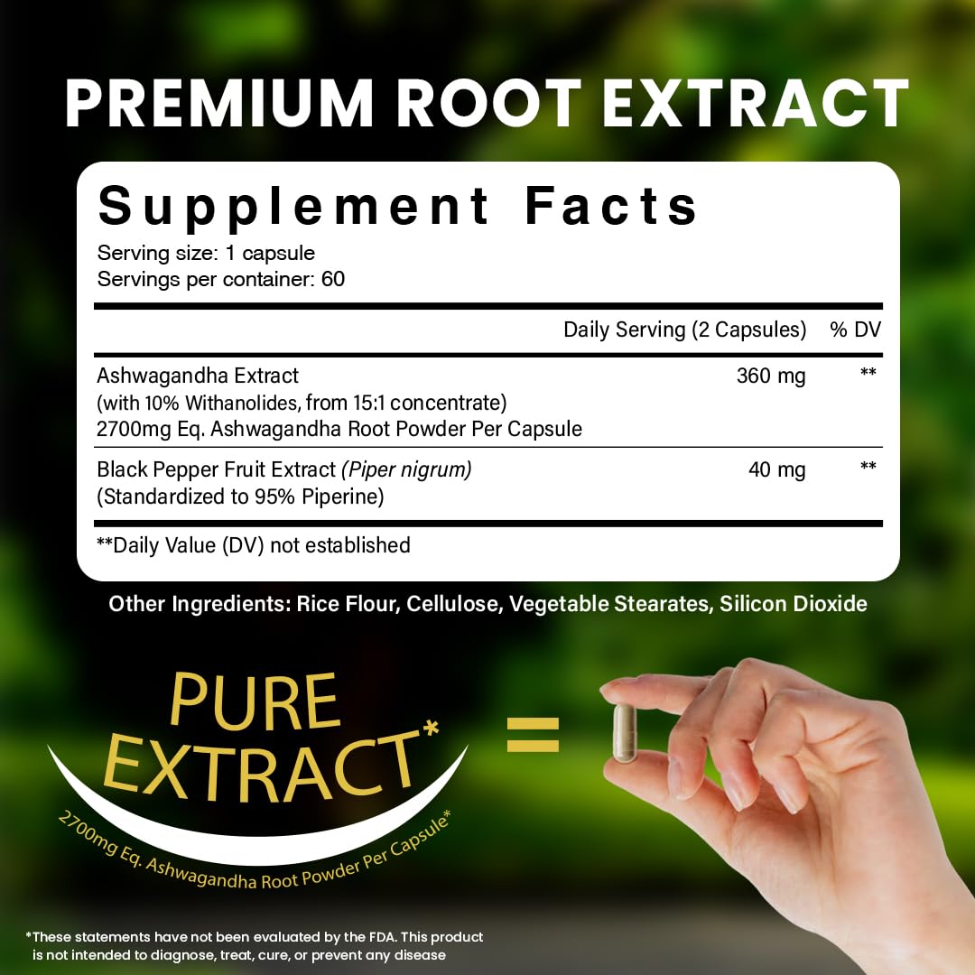 NooMost Ashwagandha Root Extract 15:1 with Black Pepper – 60 Capsules