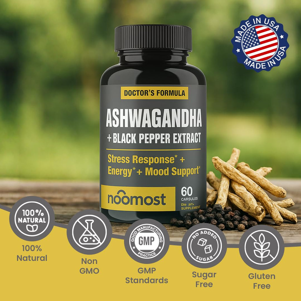 NooMost Organic Ashwagandha 400mg – Vegan Stress Relief & Mood Support