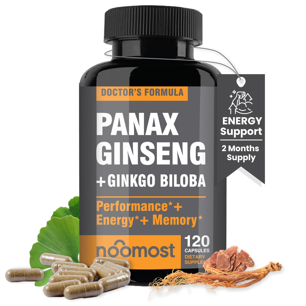 NooMost Korean Red Panax Ginseng + Ginkgo Biloba – 120 Vegan Capsules