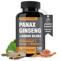 NooMost Korean Red Panax Ginseng + Ginkgo Biloba – 120 Vegan Capsules