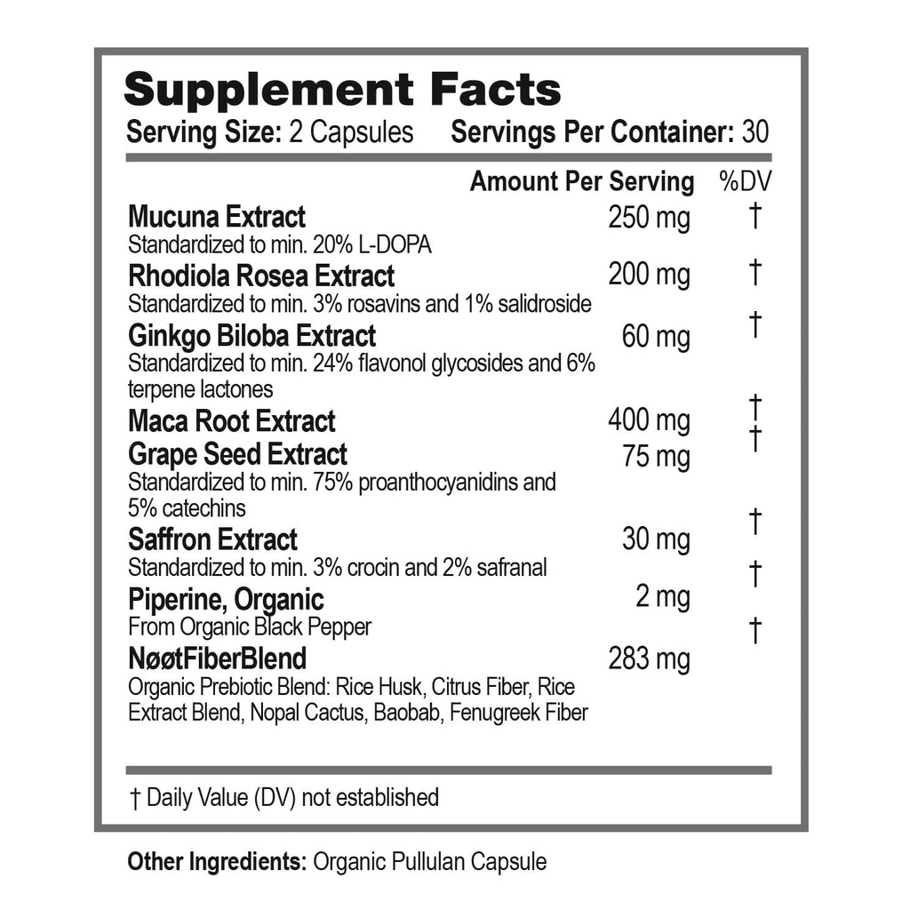 NØØT Happy Mood – Natural Mood Support (Saffron, Rhodiola & Maca) – Vegan, Non-GMO, 60 Capsules