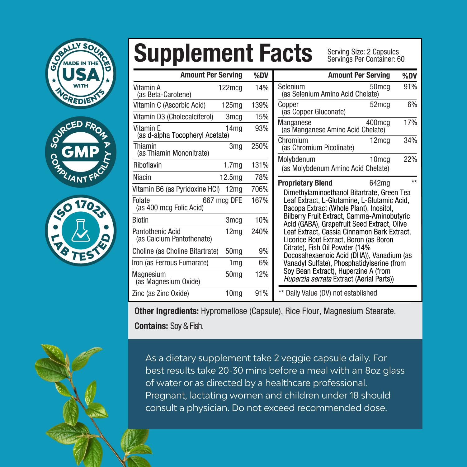 Nootropic Brain Supplement for Memory & Focus (120ct)