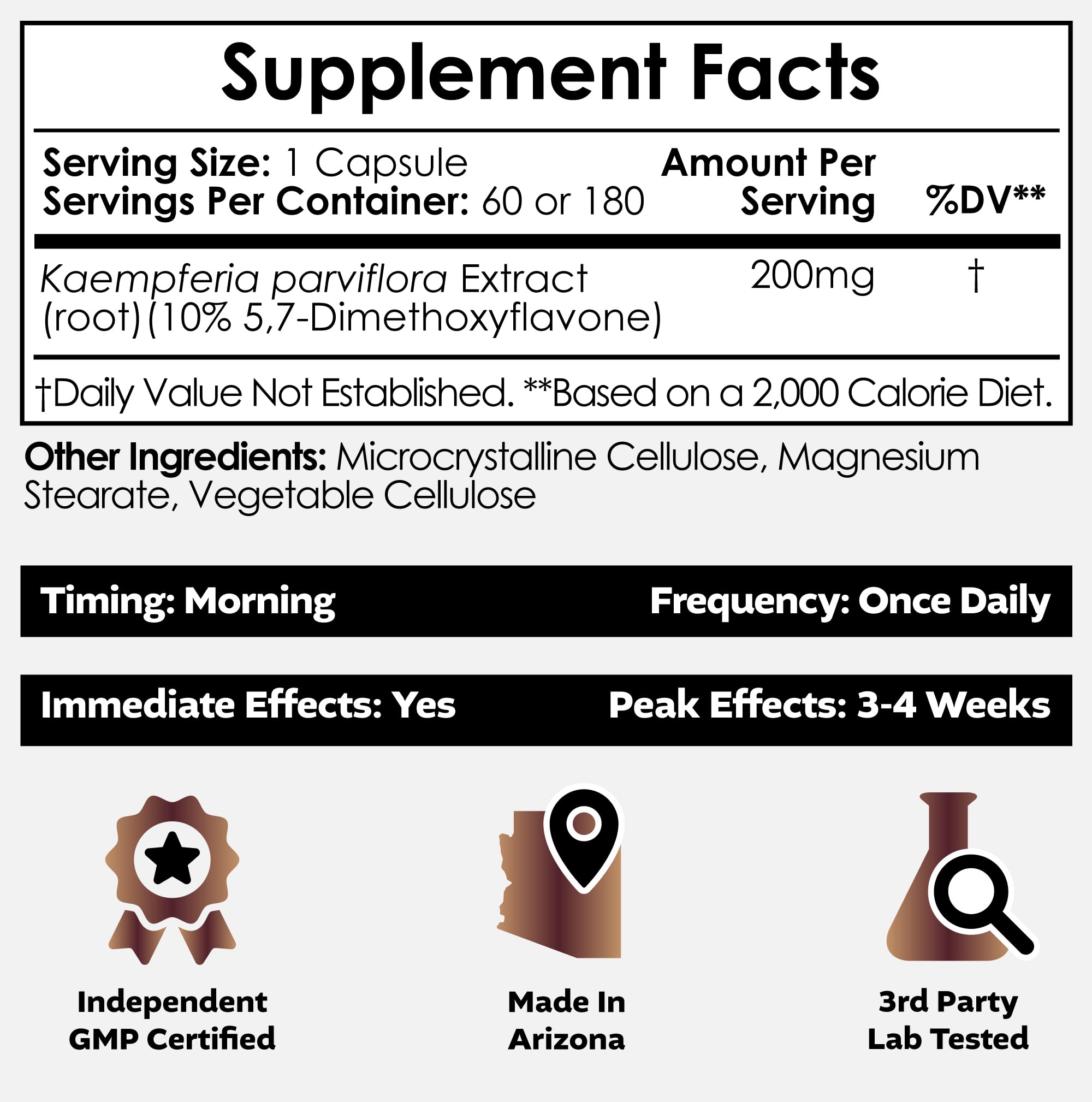 Black Ginger Extract Capsules – 10% 5,7-Dimethoxyflavone | Nootropics Depot | 60 Count