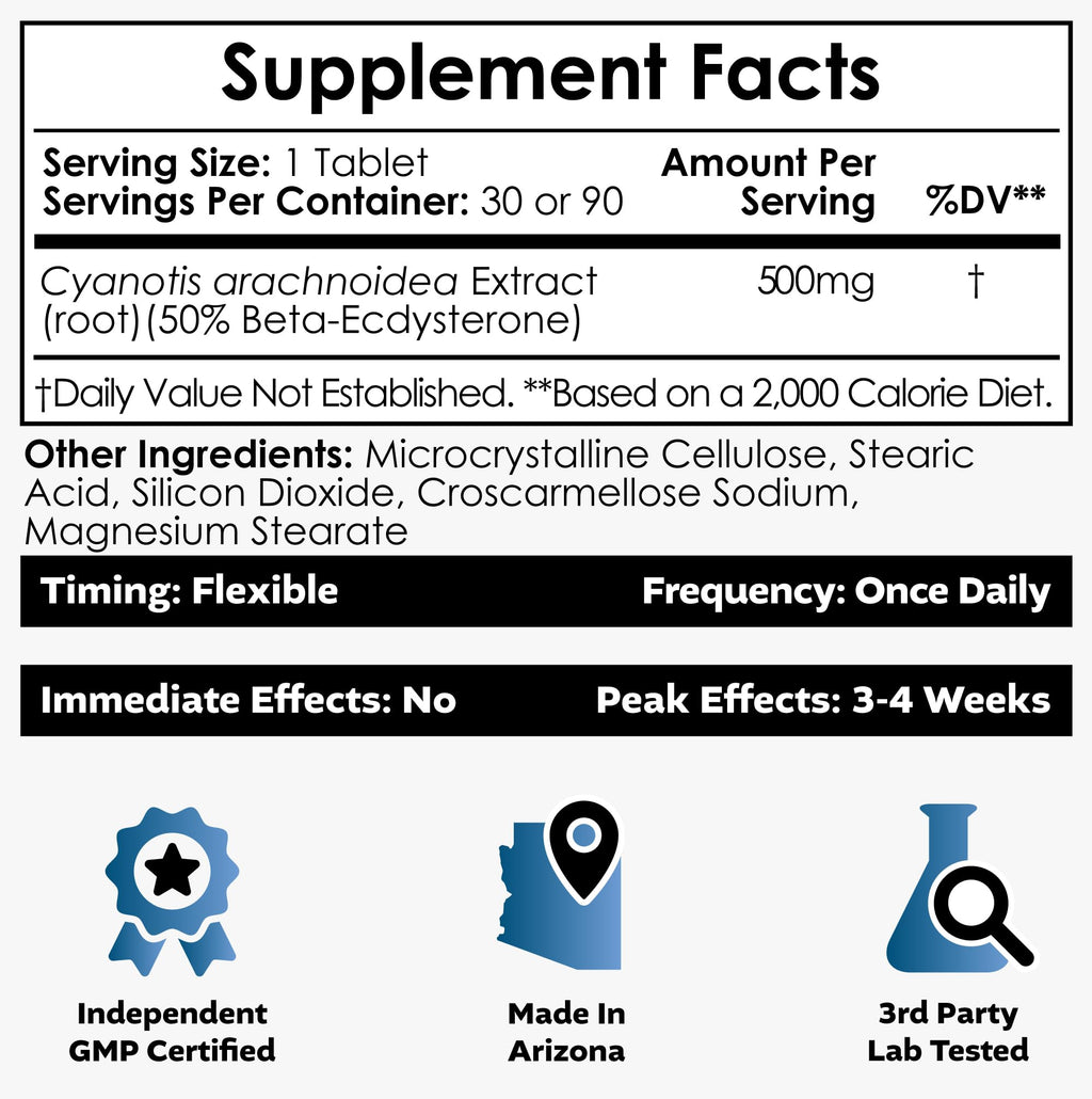 Nootropics Depot Beta Ecdysterone 50% Tablets (500mg) – Cyanotis Arachnoidea Extract, 30 Count