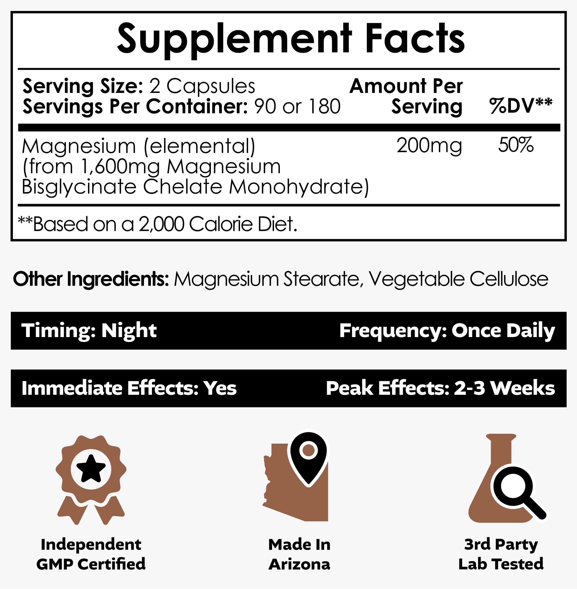 Nootropics Depot Magnesium Glycinate Capsules | 180 Count | Mineral Supplement | Magnesium Supplement | Supports Heart, Muscle, Nerve, and Bone Health