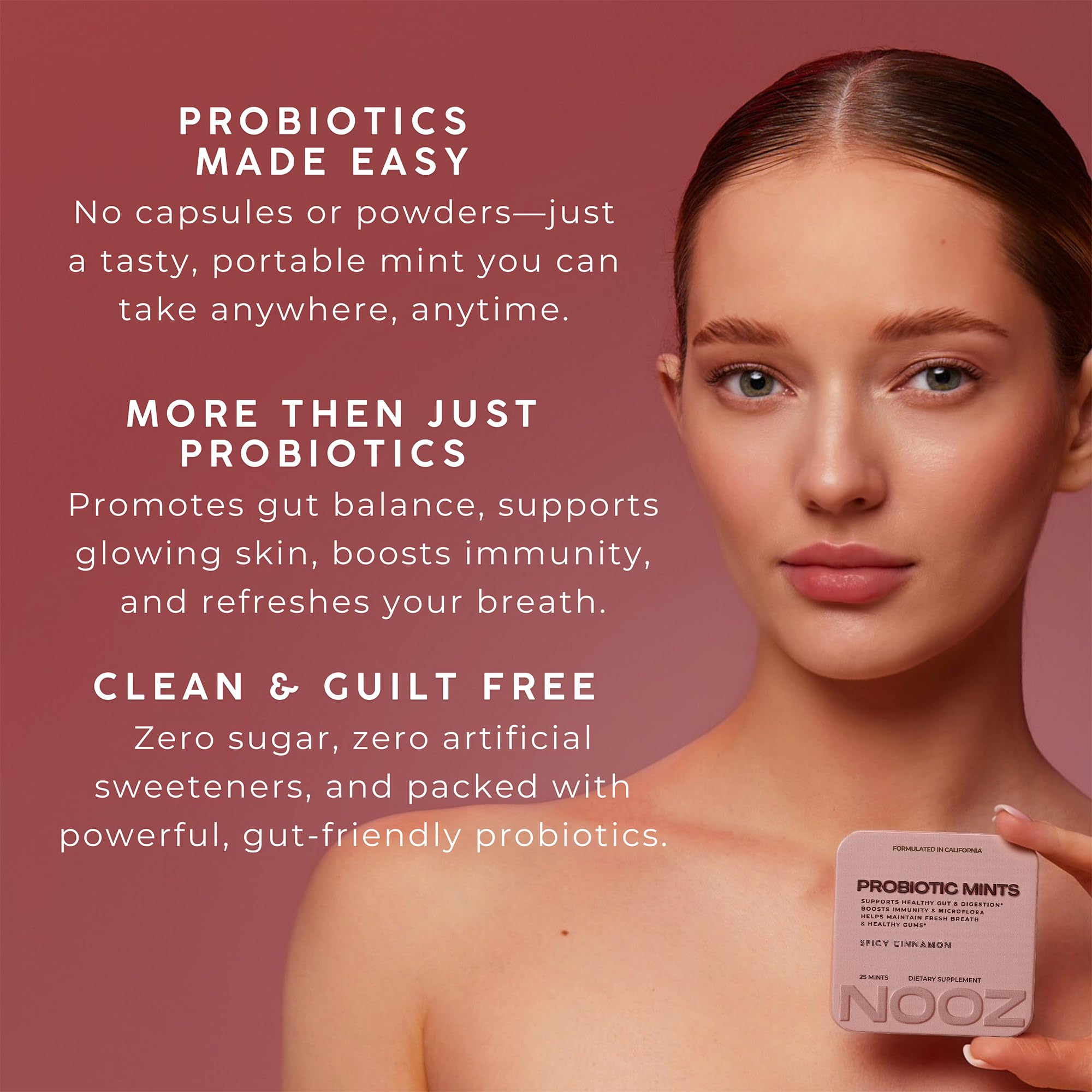 NOOZ Probiotic Mints – Gut & Oral Health Support | Spicy Cinnamon, Sugar-Free