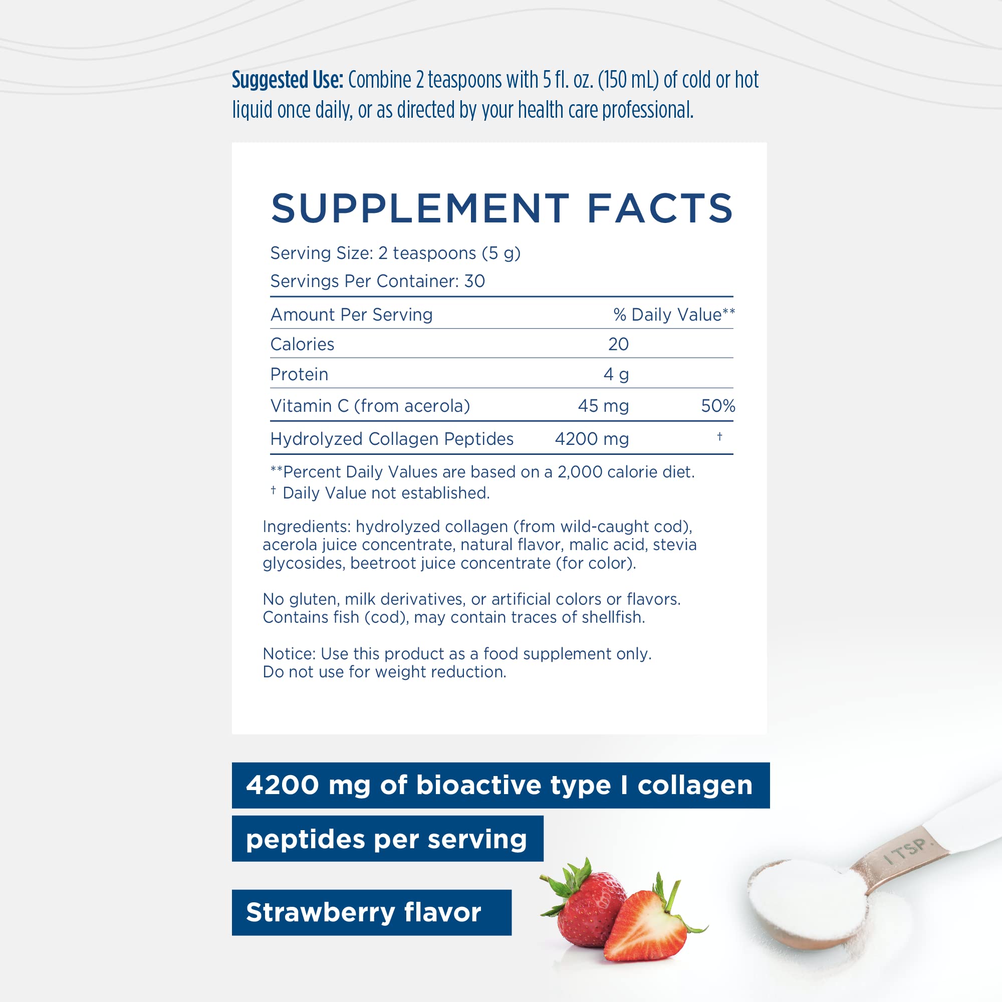 Nordic Beauty Marine Collagen Powder Strawberry – 5.29 oz | Nordic Naturals