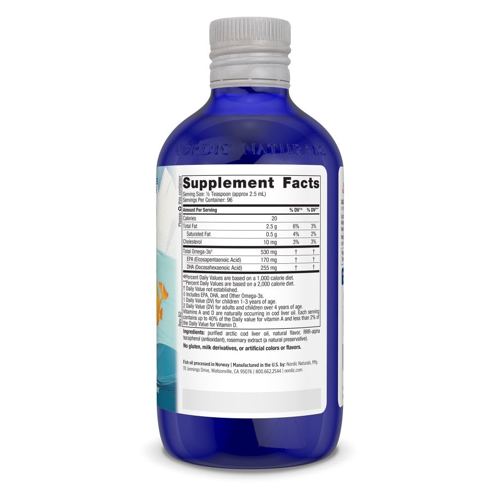 Nordic Naturals Children’s DHA Orange – 8 oz for Kids, 530 mg Omega-3 (EPA & DHA) Non-GMO