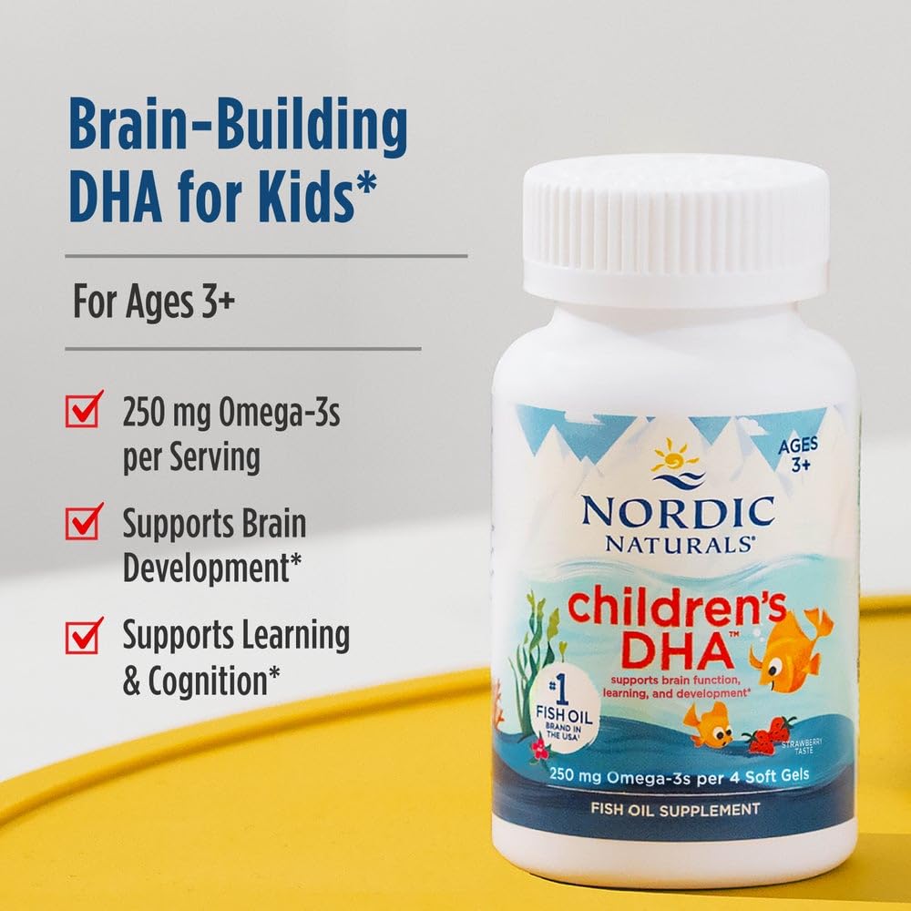 Nordic Naturals Children’s DHA Strawberry – 180 Mini Chewables, 250 mg Omega-3