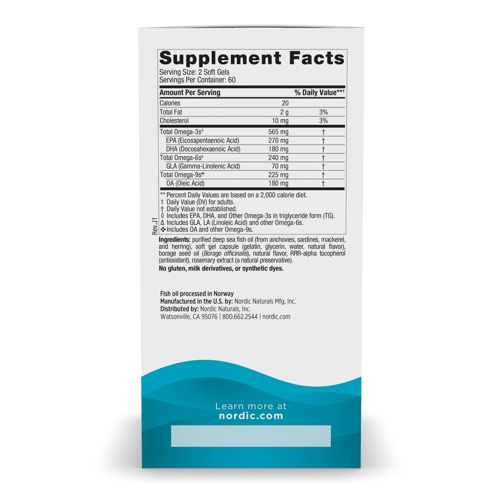 Nordic Naturals Complete Omega Lemon Flavor - 120 Soft Gels | EPA & DHA + GLA