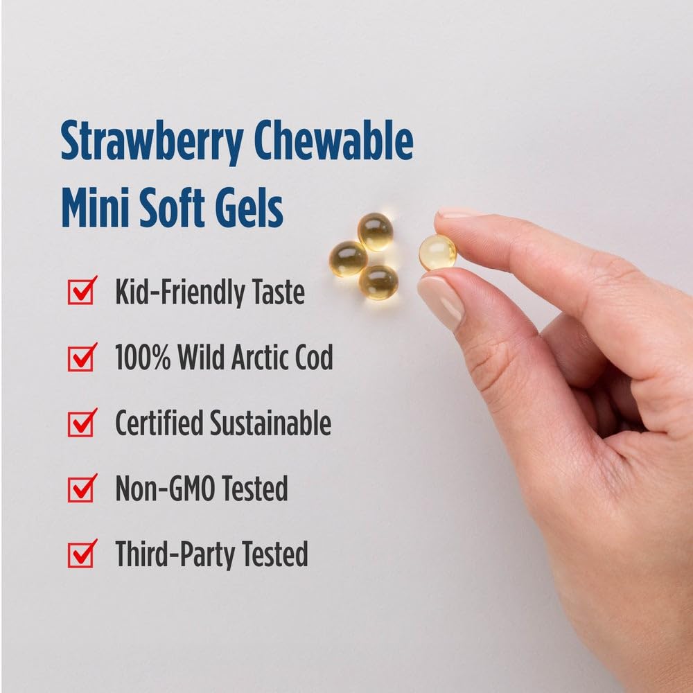 Nordic Naturals Children's DHA Strawberry - 120 Mini Chewables (Pack of 2) | 250 mg Omega-3 EPA/DHA