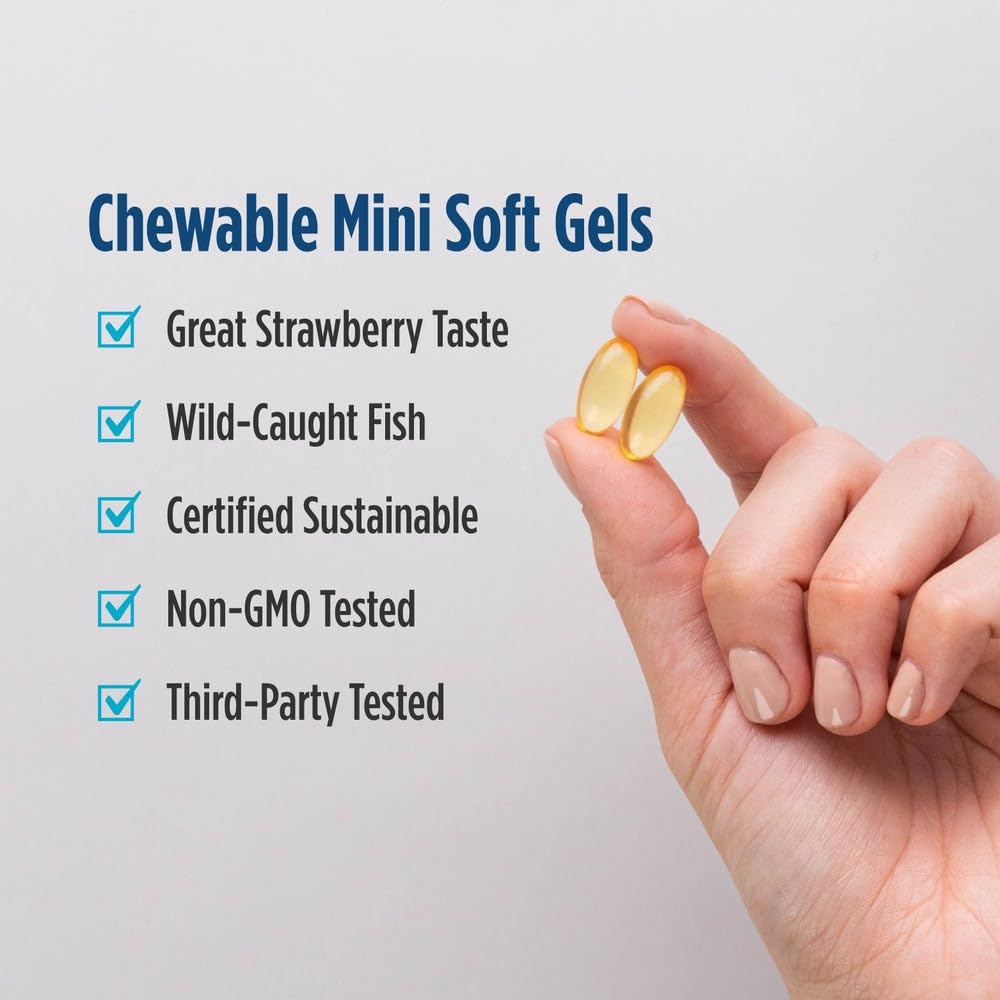 Nordic Naturals Ultimate Omega Jr. Strawberry - 120 Mini Soft Gels | 680 Total Omega-3s (EPA & DHA) | Brain Health & Learning