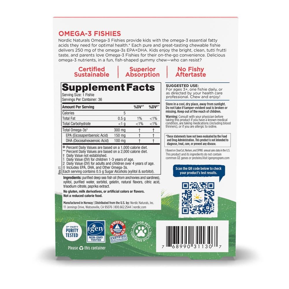 Nordic Naturals Omega-3 Fishies Tutti Frutti - 36 Servings, 300 mg EPA/DHA