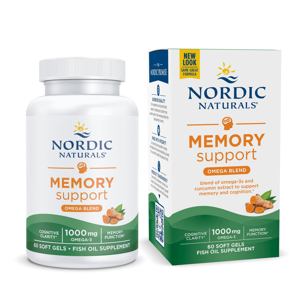 Nordic Naturals Omega Memory with Curcumin, Lemon - 60 Soft Gels | Omega-3 + Curcumin