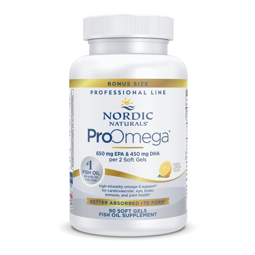 Nordic Naturals ProOmega Lemon Flavor - 90 Soft Gels | 1280 mg Omega-3 (EPA & DHA) | Supports Brain, Heart, Immune Health | Non-GMO