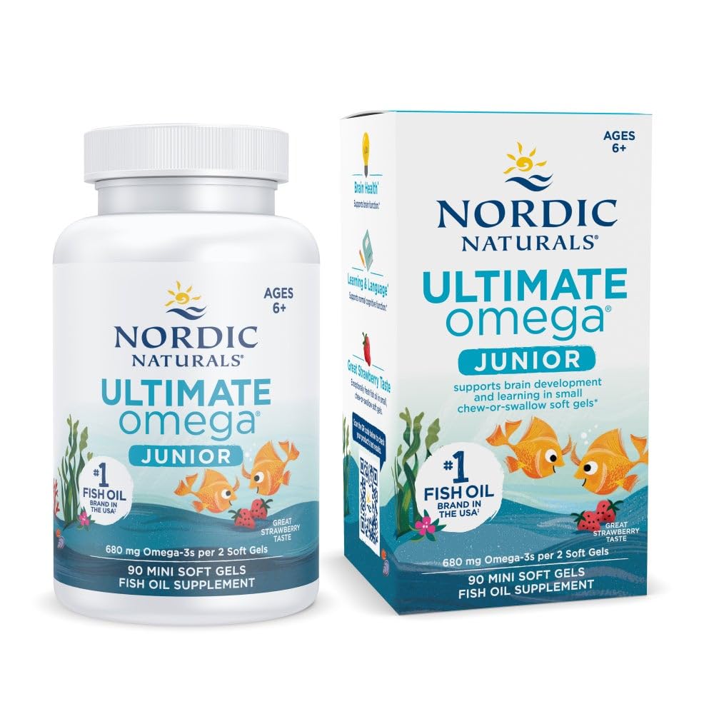 Nordic Naturals Ultimate Omega Jr. Strawberry | 90 Mini Soft Gels | 680 Total Omega-3s