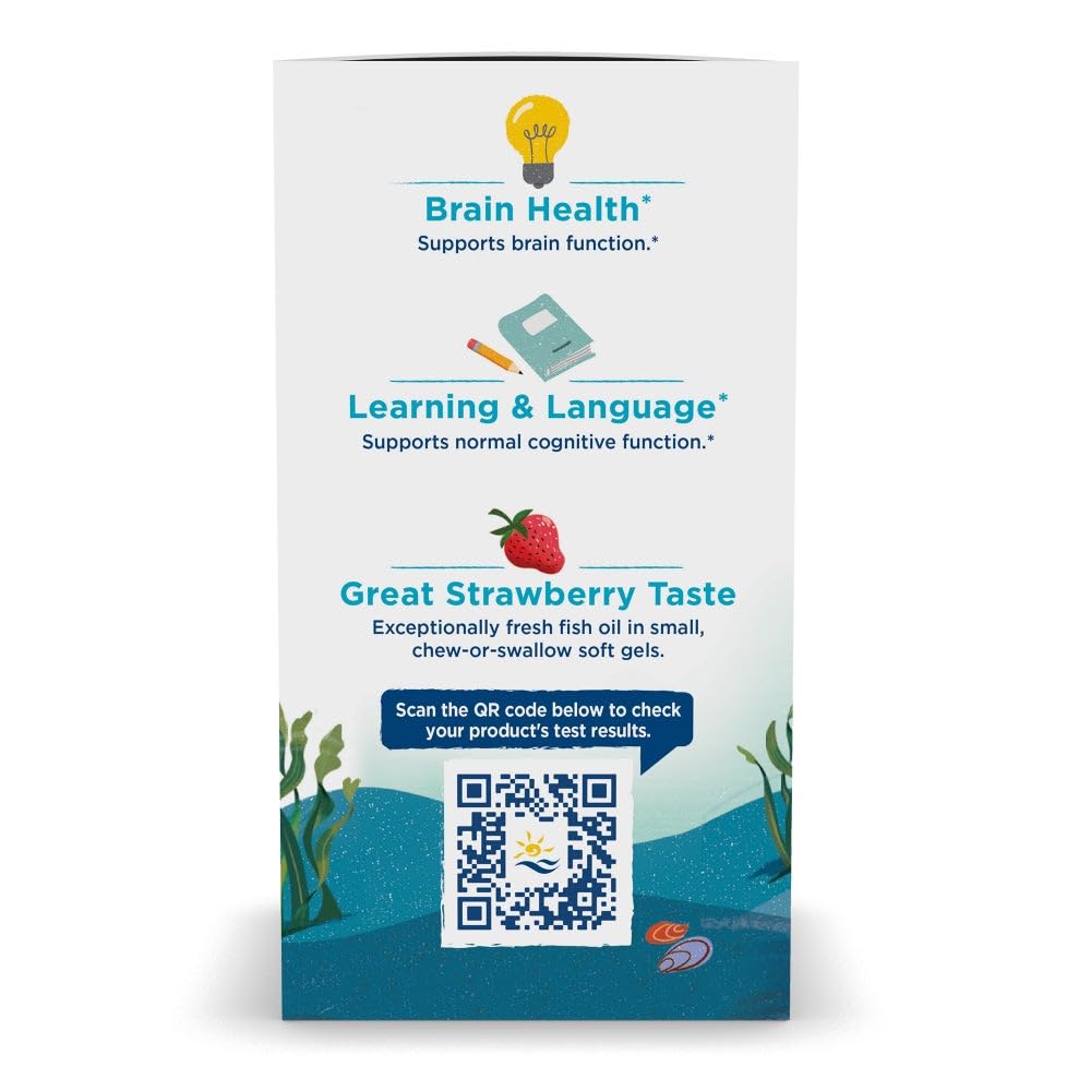 Nordic Naturals Ultimate Omega Jr. Strawberry - 120 Mini Soft Gels | 680 Total Omega-3s (EPA & DHA) | Brain Health & Learning