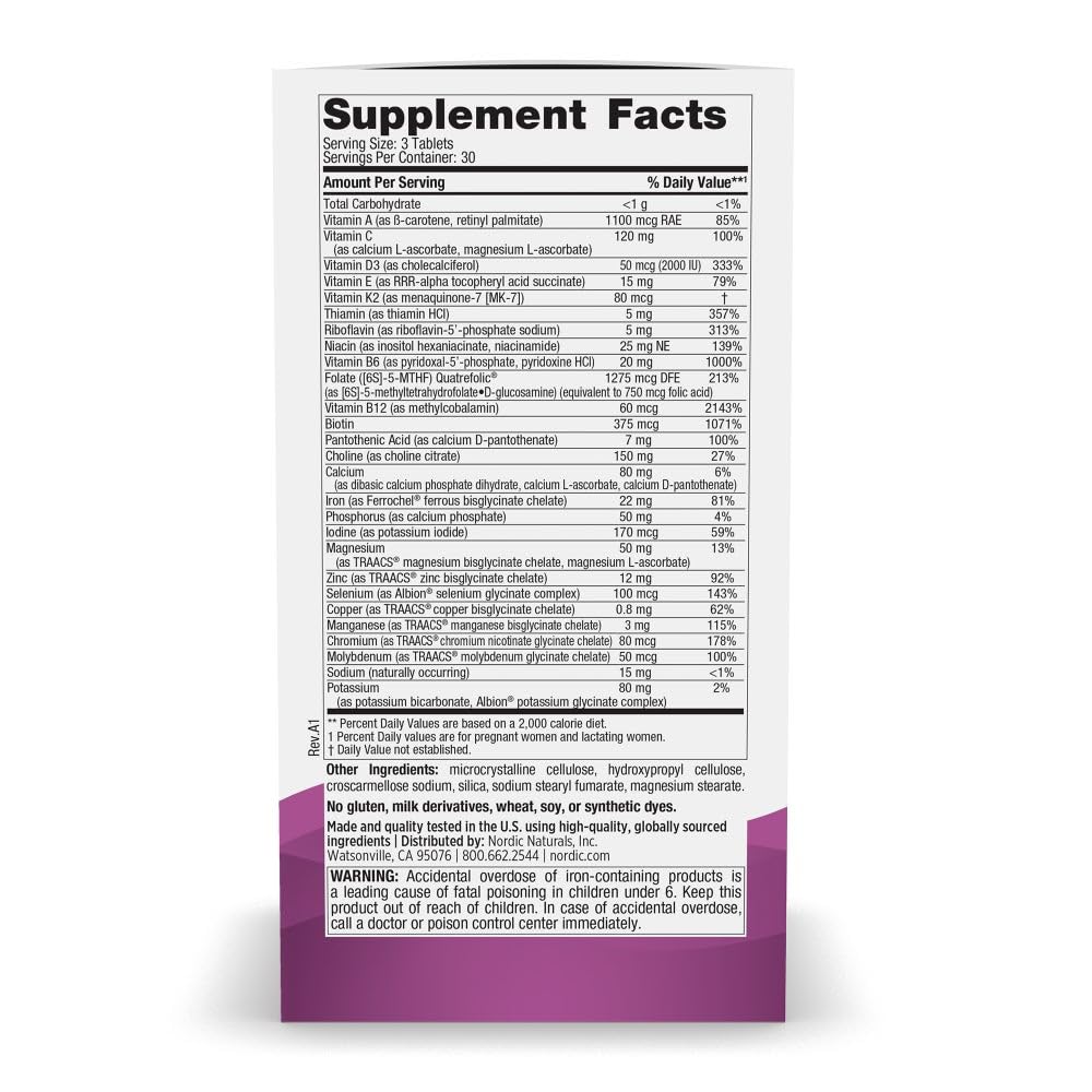 Nordic Naturals Vegetarian Prenatal Multivitamin Minis – 90 Easy-to-Swallow Tablets | Non-GMO
