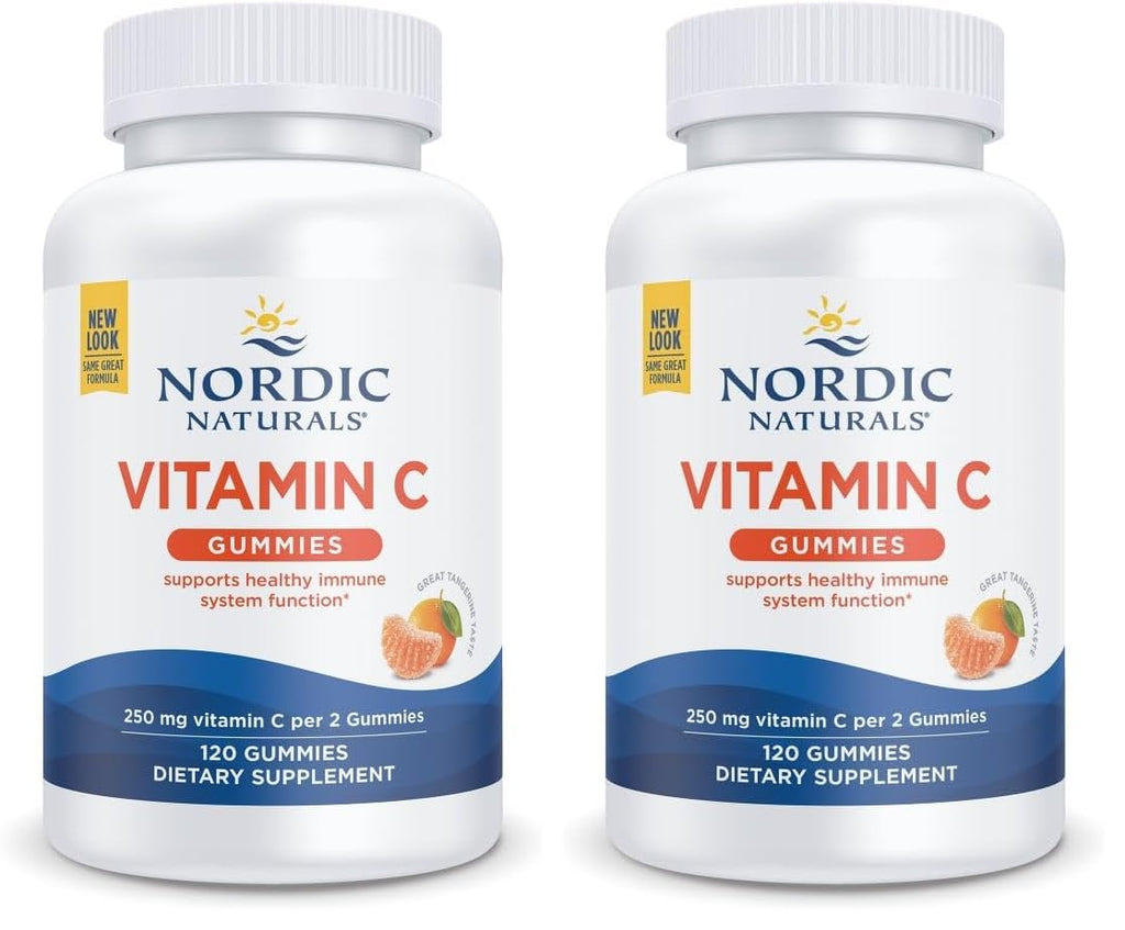 Nordic Naturals Vitamin C Gummies Tart Tangerine – 120 Gummies, 60 Servings per Pack, Vegan & Non-GMO