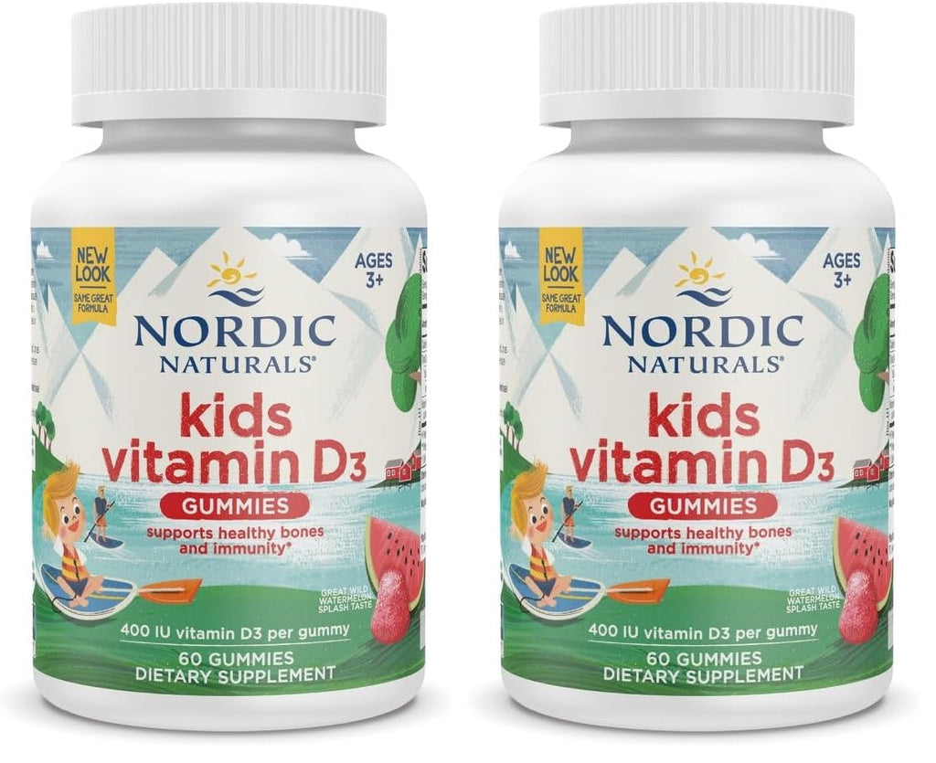 Nordic Naturals Vitamin D3 Gummies Kids - Wild Watermelon Splash, Pack of 2 | 400 IU D3