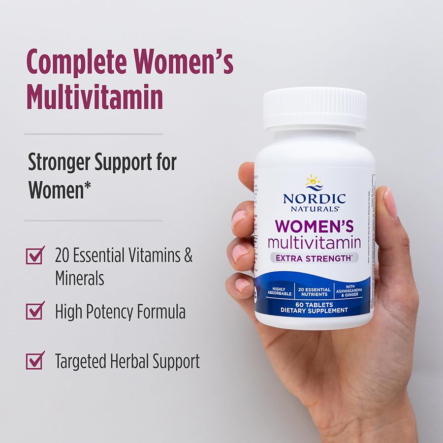Nordic Naturals Women’s Multivitamin Extra Strength – Skin, Hair, Energy & Bone Support | 60 Tablets
