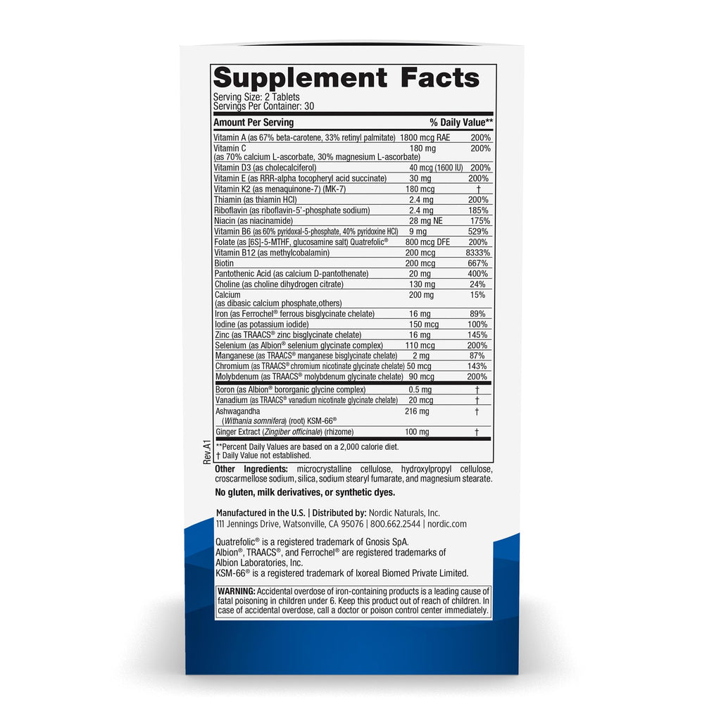 Nordic Naturals Women’s Multivitamin Extra Strength – Skin, Hair, Energy & Bone Support | 60 Tablets