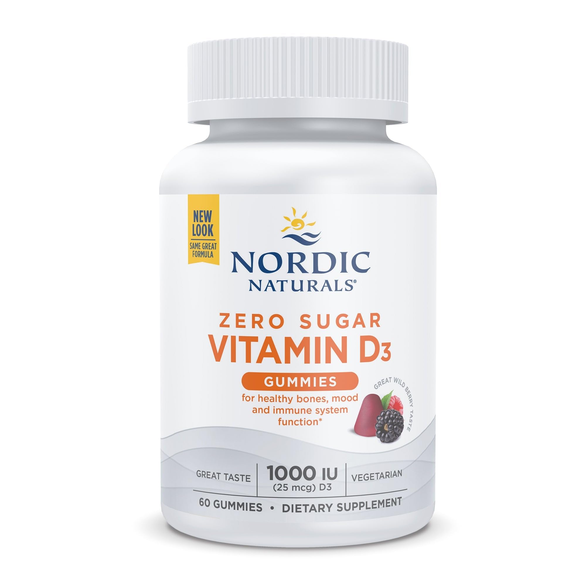 Nordic Naturals Zero Sugar Vitamin D3 Gummies, Wild Berry - 60 Gummies, 1000 IU
