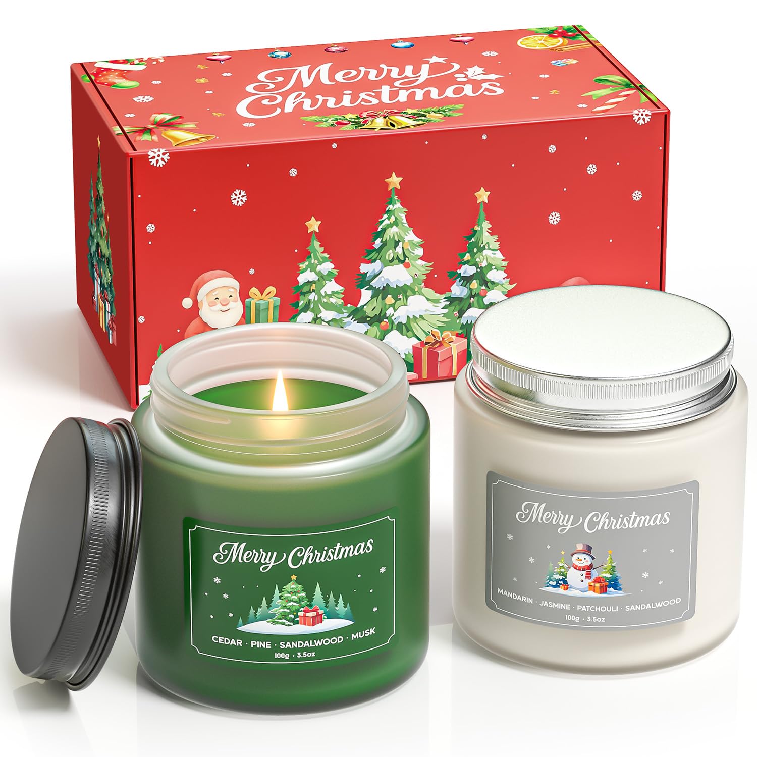 NORVENCE Christmas Candles Gift Set - Stress Relief Scented Candles, 7 oz
