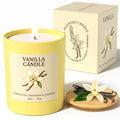 NORVENCE Vanilla Candle - 10oz Soy with Bamboo Lid | Relaxing Vanilla Scent