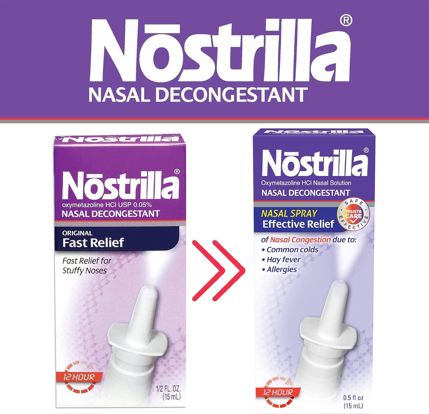Nostrilla Nasal Decongestant Spray 0.5 oz – Stuffy Nose Relief (6 Pack)