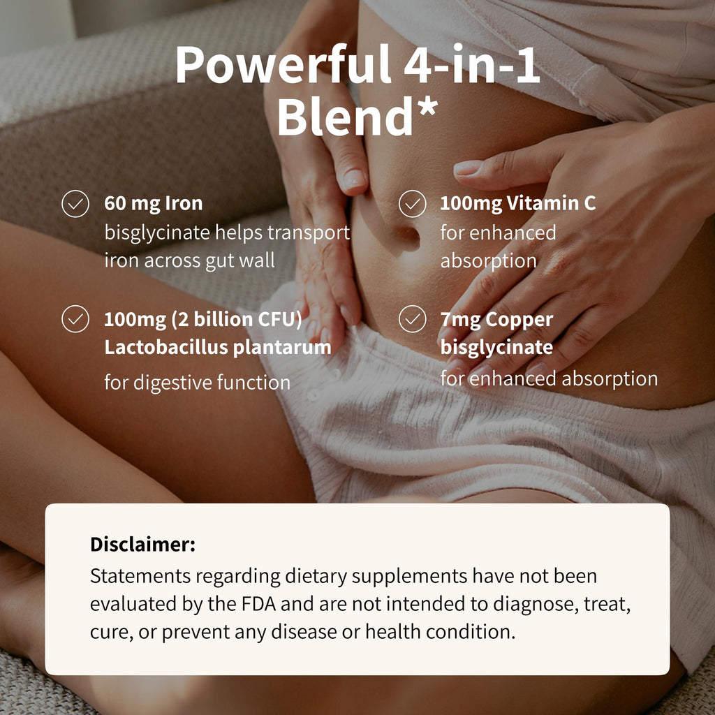 Nourished ProbIron: Vegan Iron + Probiotic for Women (90 Capsules)