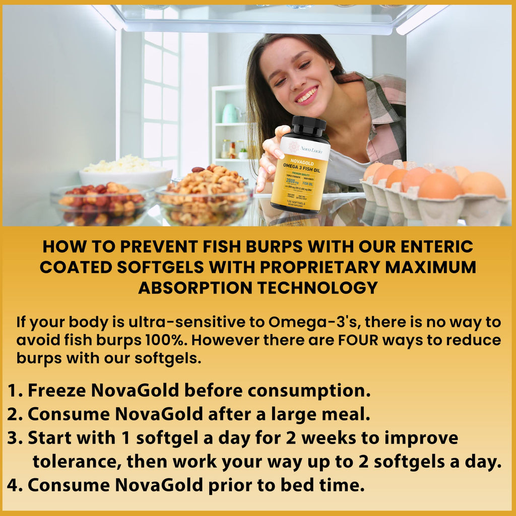 NovaGold Omega-3 Fish Oil 2000mg – High Strength EPA DHA Softgels | Burpless & Non-GMO