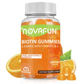 Novafun Vegan Biotin-Gummies for Hair Growth – 60 Orange Gummies (2500 mcg Biotin, Vitamin C & E)