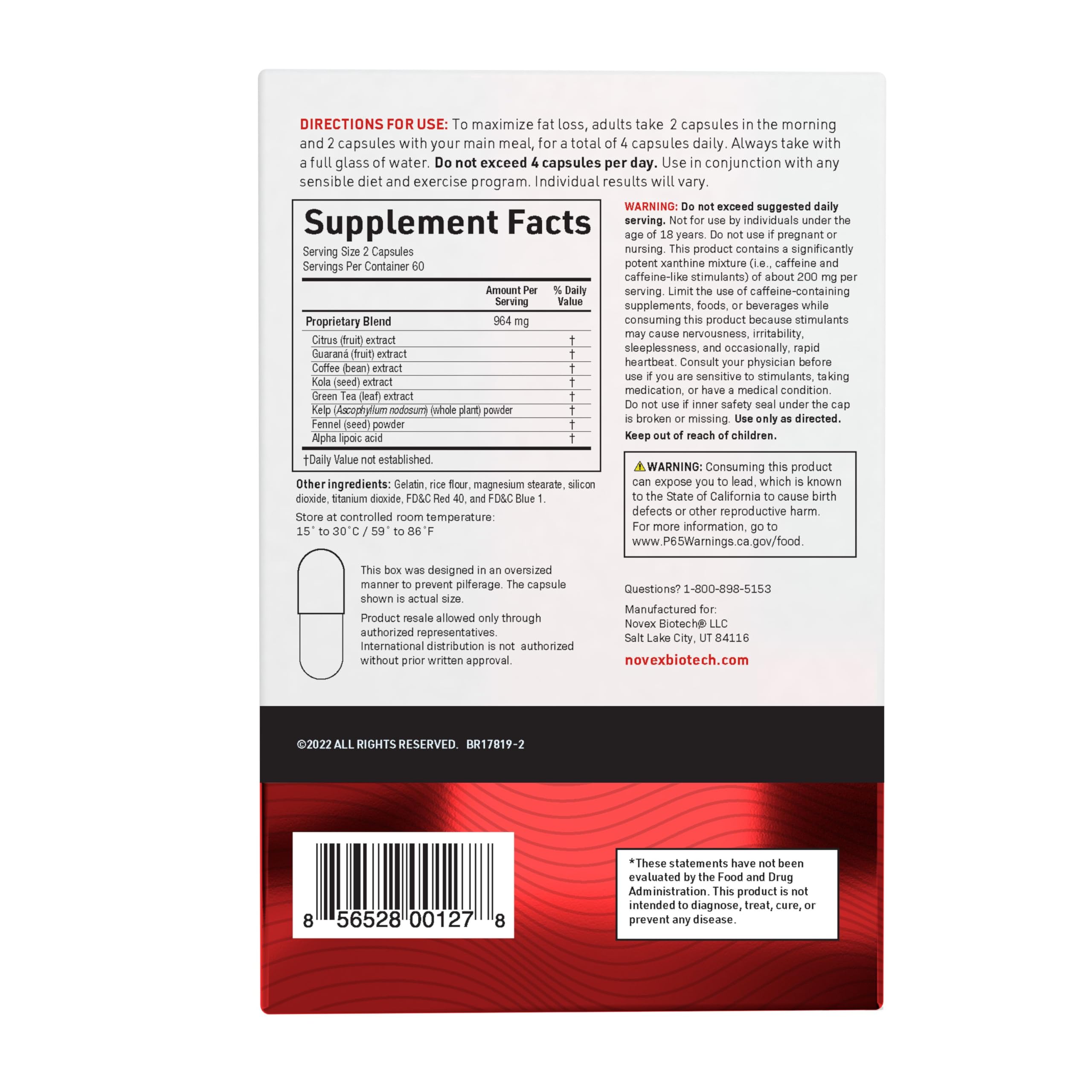 Novex Biotech ThermoDyne – Thermogenic Fat Burner for Men | 120 Count