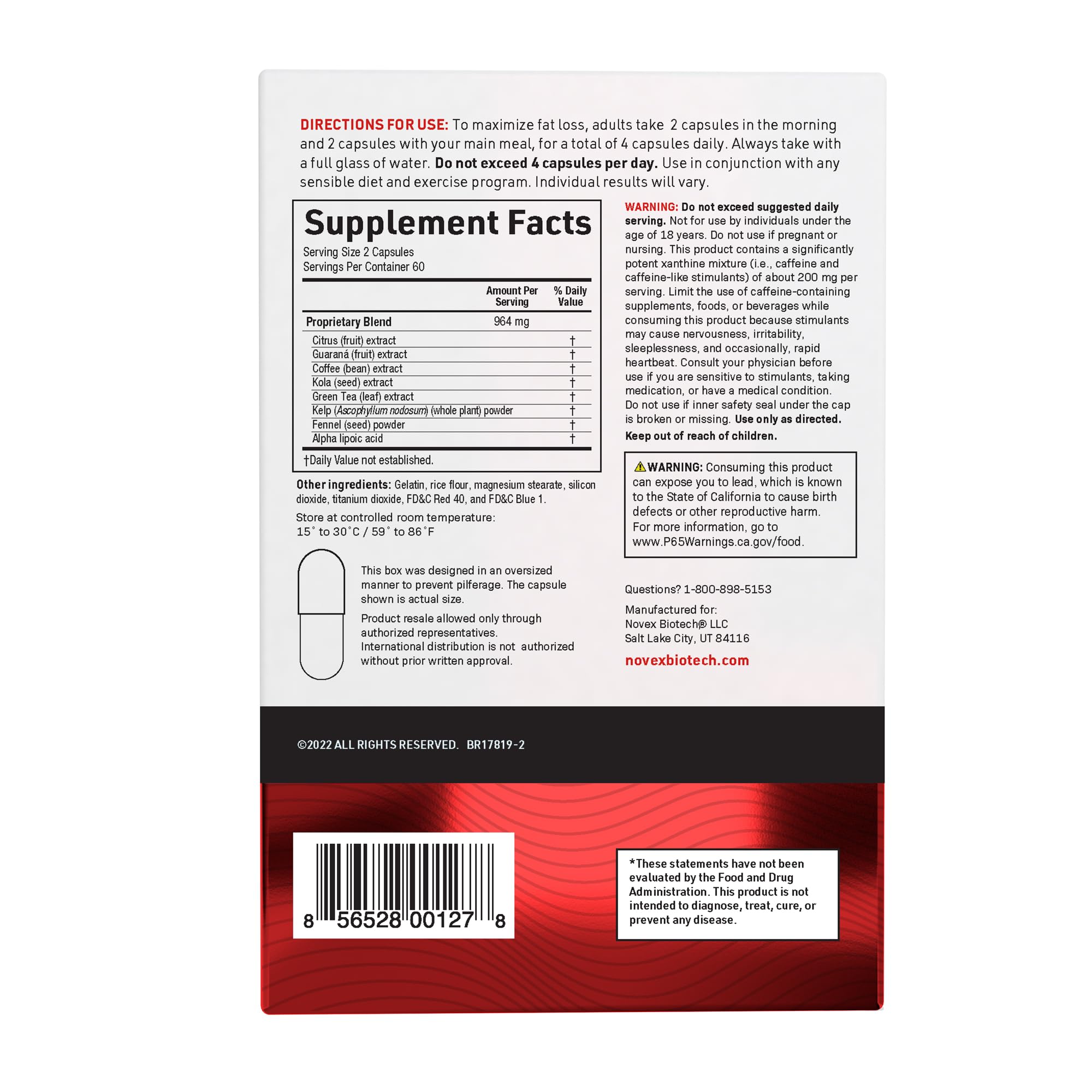 Novex Biotech ThermoDyne – Thermogenic Fat Burner for Men | 120 Count