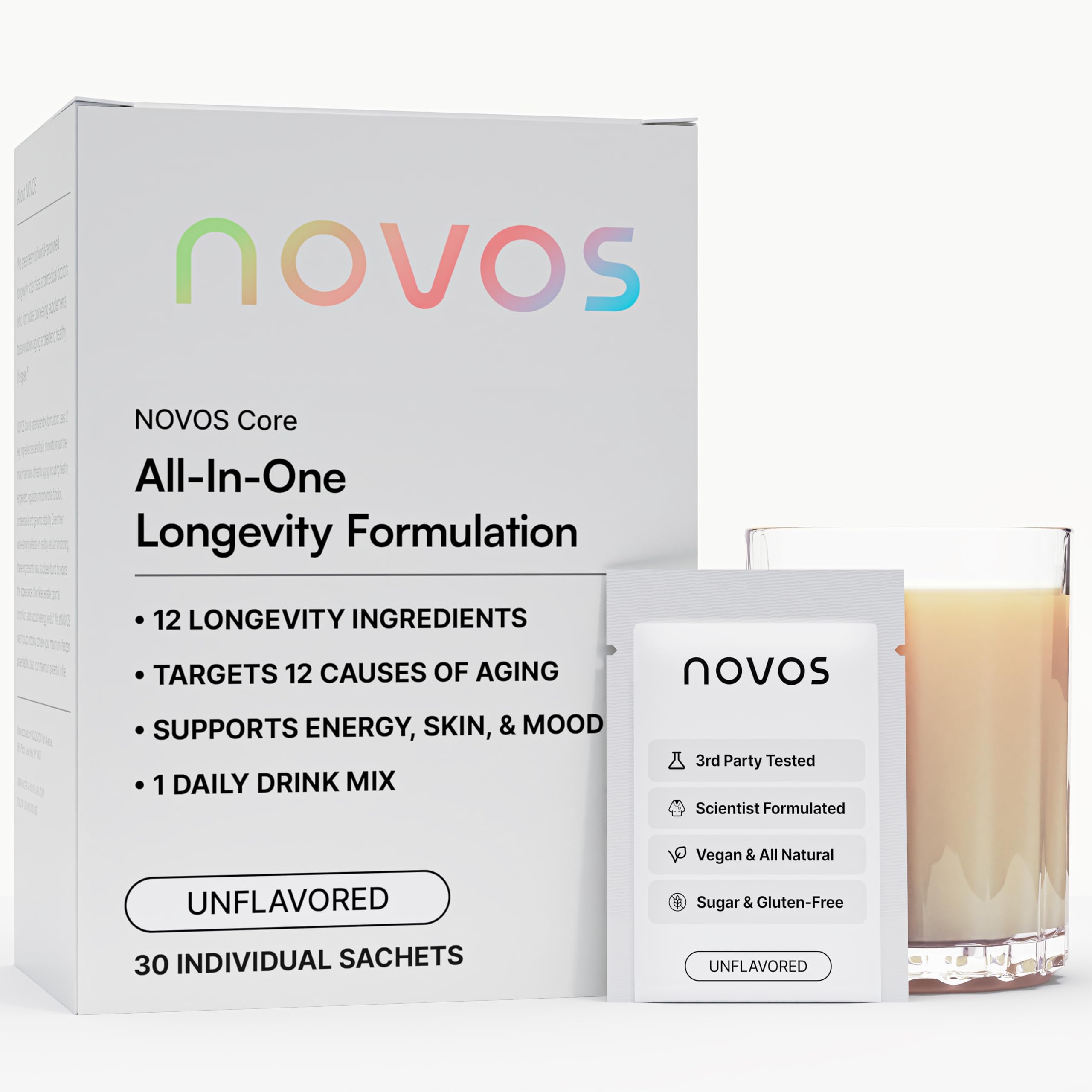 NOVOS Core Longevity Mix – Anti-Aging Drink Powder, 30 Servings