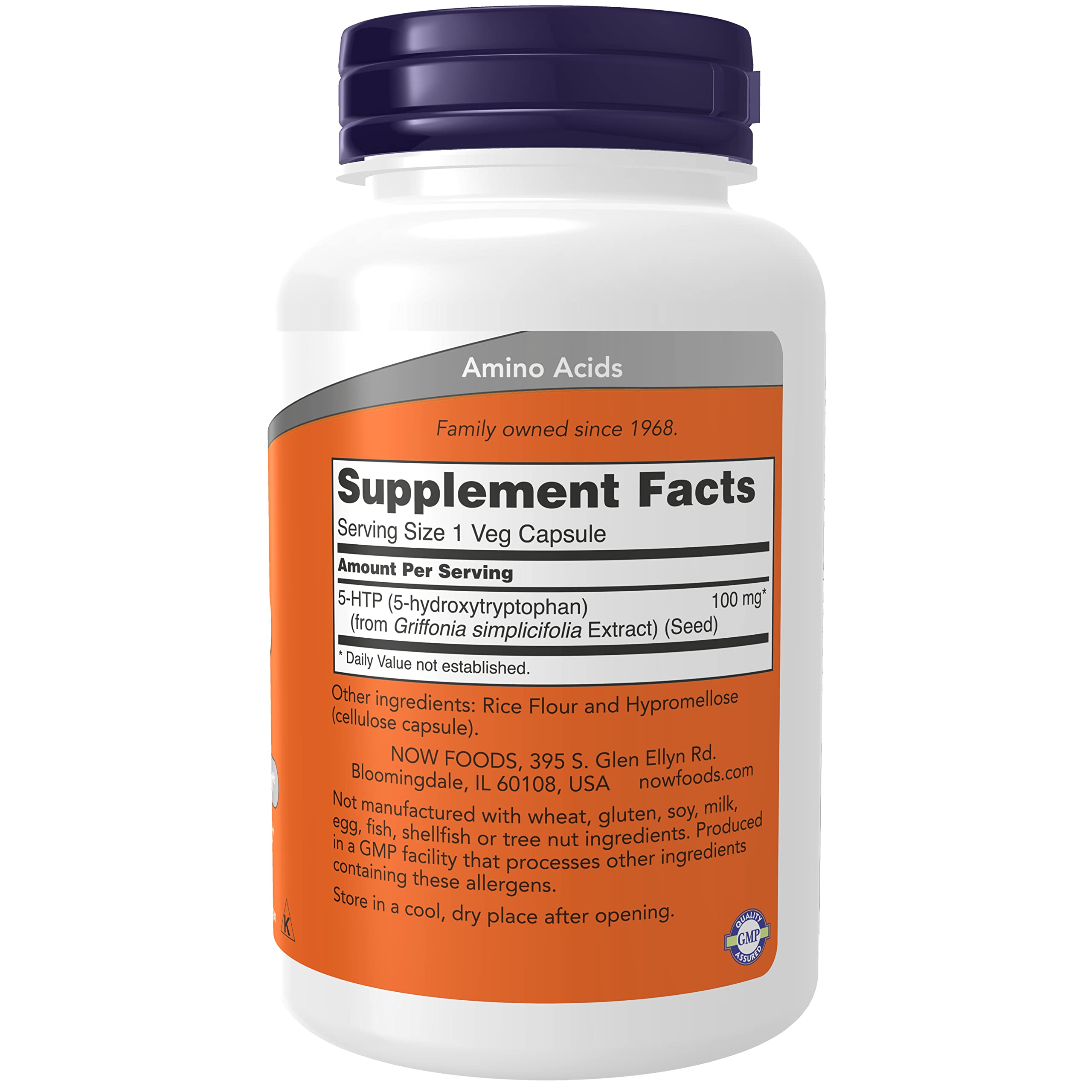 NOW Foods 5-HTP 100 mg Mega-Value 2-Pack | 120 Veggie Caps | NOW Supplements