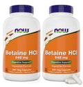 NOW Foods Betaine HCl 648 mg 240 Veg Capsules (Pack of 2) – Digestive Enzymes with Pepsin Protease