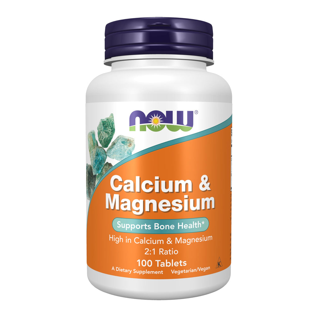 NOW Foods Calcium & Magnesium 2:1 Ratio - High Potency, Supports Bone Health*, 100 Tablets