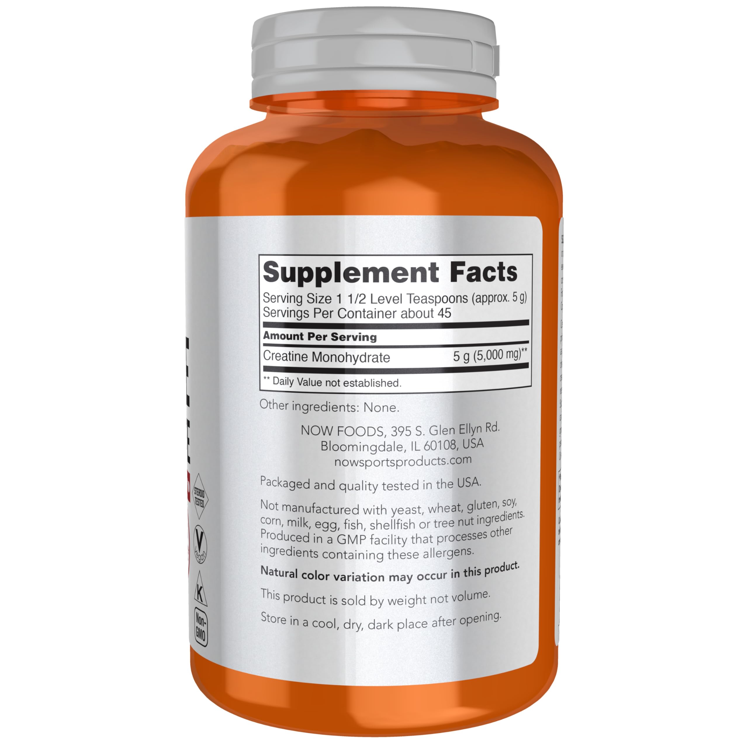 NOW Foods Creatine Monohydrate Powder – Mass Building & Energy Production, 8 oz