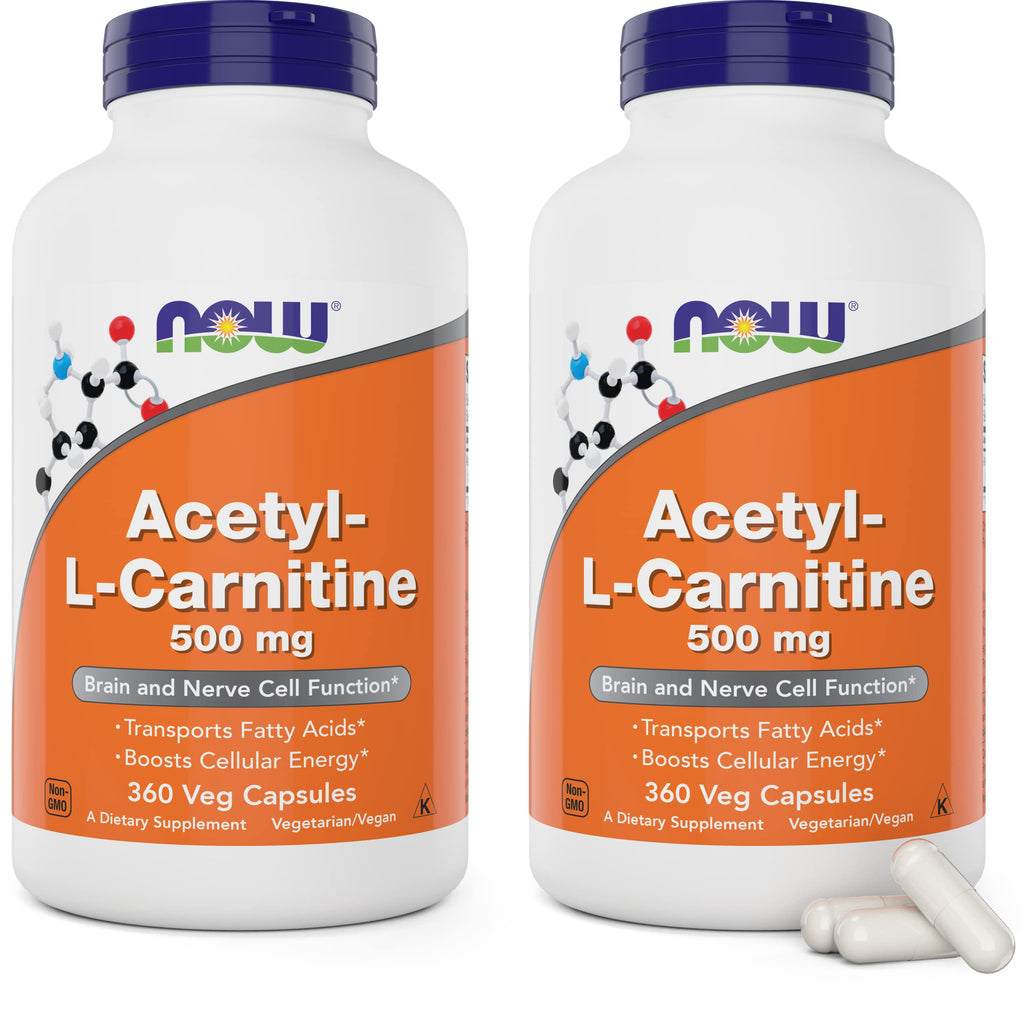 NOW Foods Acetyl L-Carnitine 500mg 2-Pack | 720 Capsules | Non-GMO, Vegan ACL 500 mg