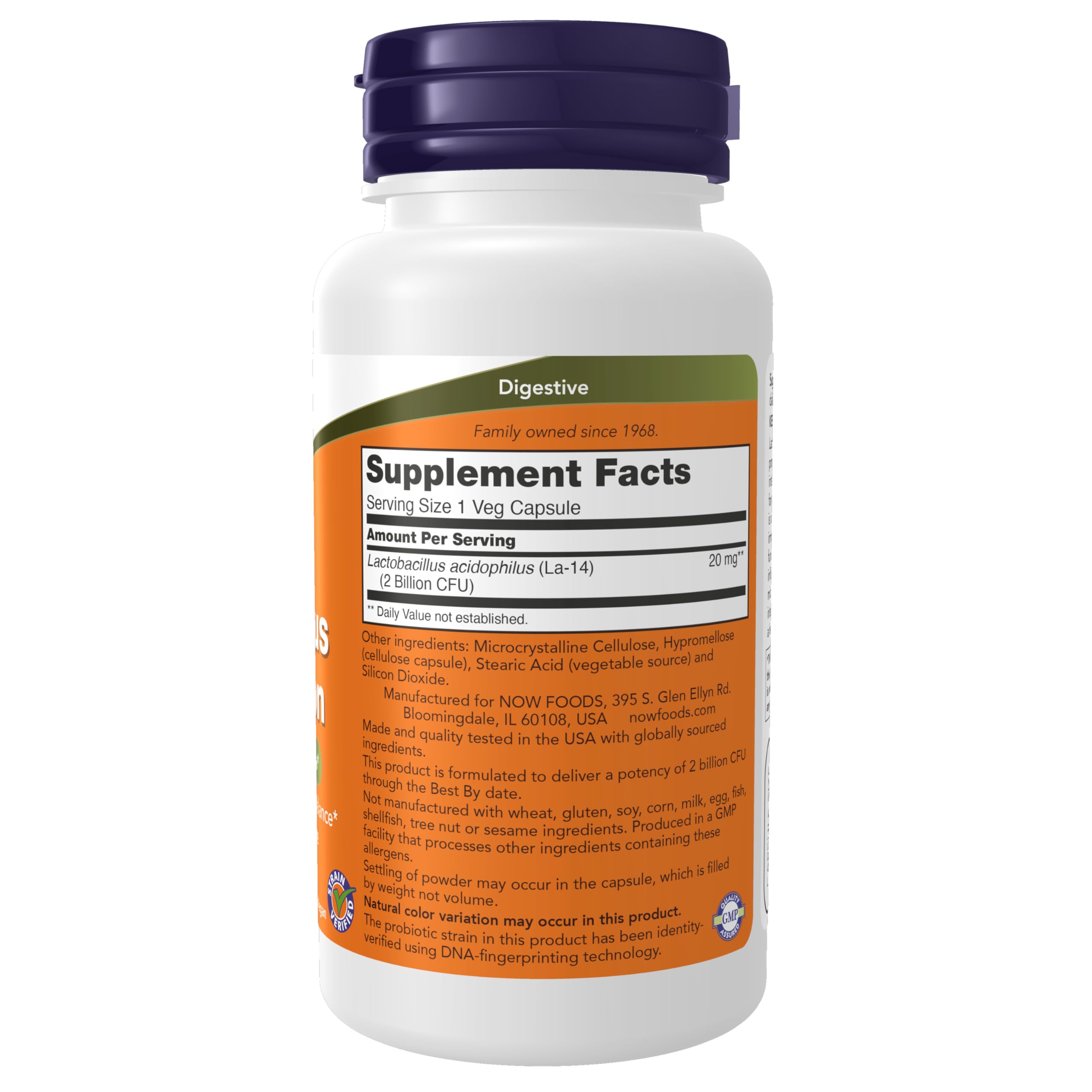 NOW Foods Acidophilus Two Billion Probiotic | Strain Verified, 2B CFU, 100 Veg Capsules