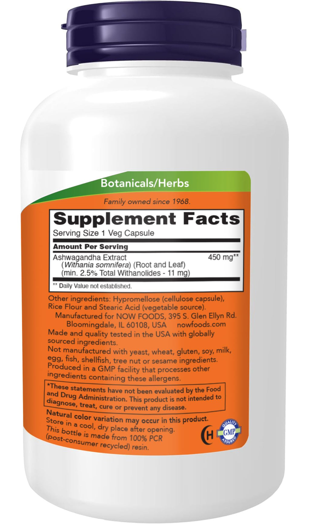 NOW Foods Ashwagandha Extract 450 mg | Vegan, Kosher, Non-GMO | 240 Veg Capsules