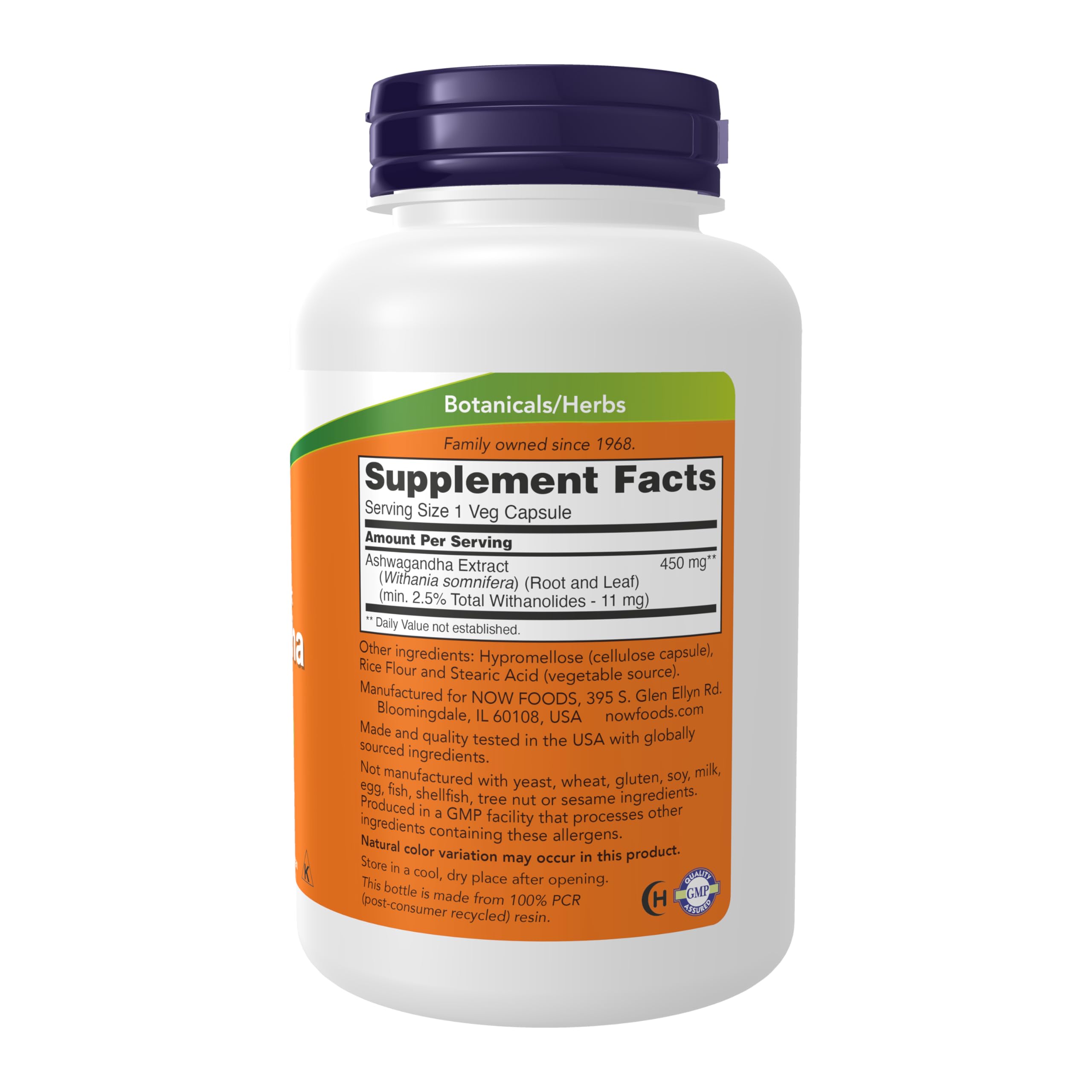 NOW Foods Ashwagandha 450 mg Standardized Extract – 180 Veg Capsules