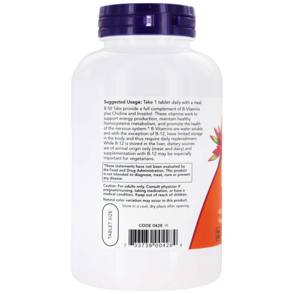 Now Foods B-50 250 Tablet - B-Complex Vitamin Formula | Energy & Nerve Support