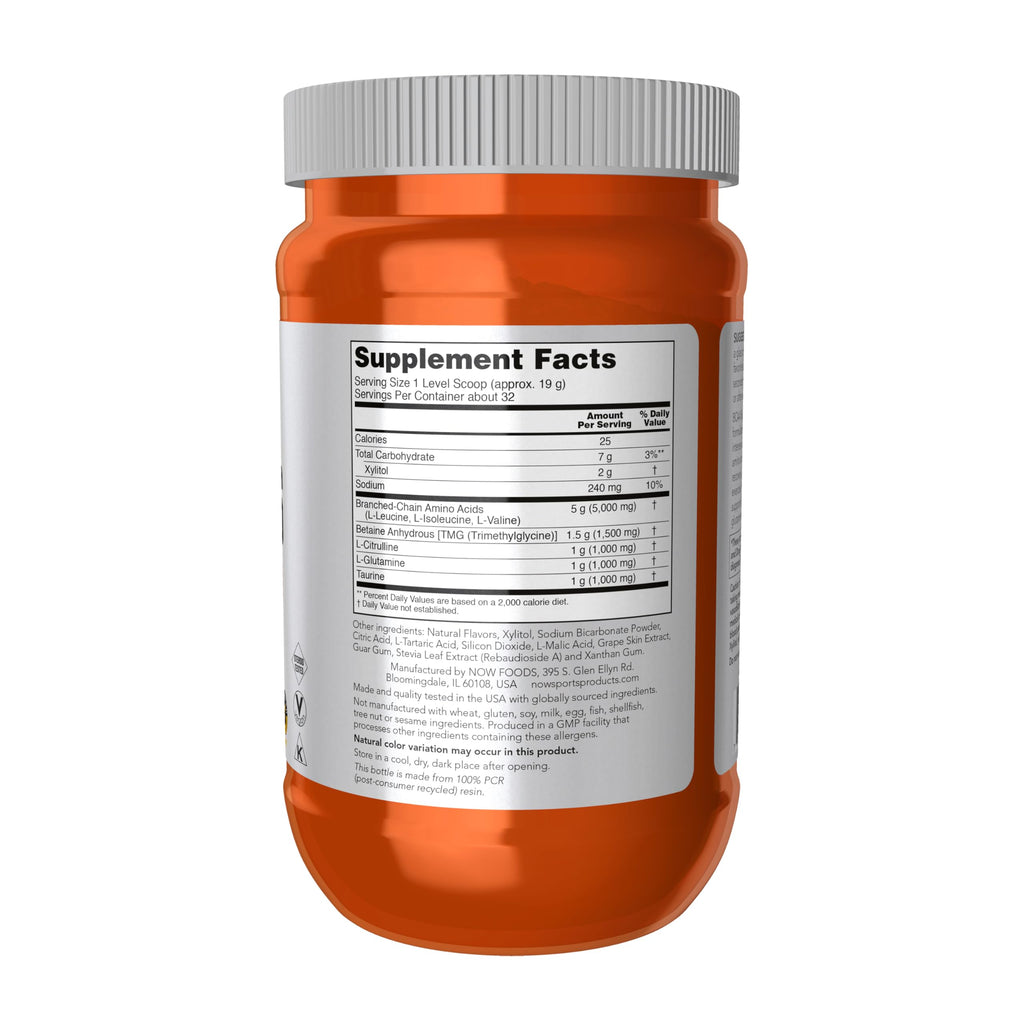 NOW Foods BCAA Big 6 – Grape, 600 g | Caffeine-Free Sports Nutrition